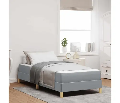 Kastītes Atsperu Gulta Gaiši Pelēks Un Brūns 90 X 190 Cm Vidaxl