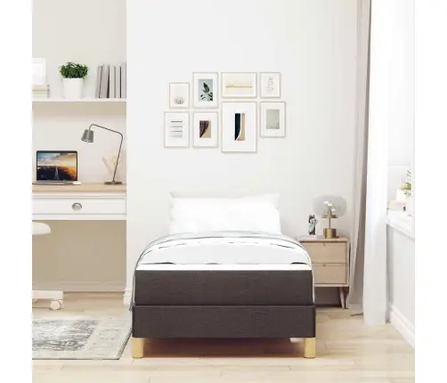 Kiemas Lova Su Čiužiniu Tamsiai Rudas 90 X 190 Cm Audinys