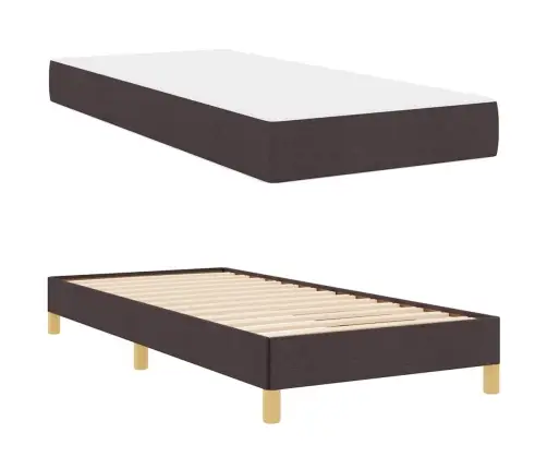 Kiemas Lova Su Čiužiniu Tamsiai Rudas 90 X 190 Cm Audinys