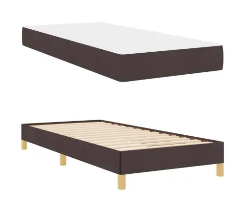 Kiemas Lova Su Čiužiniu Tamsiai Rudas 90 X 190 Cm Audinys