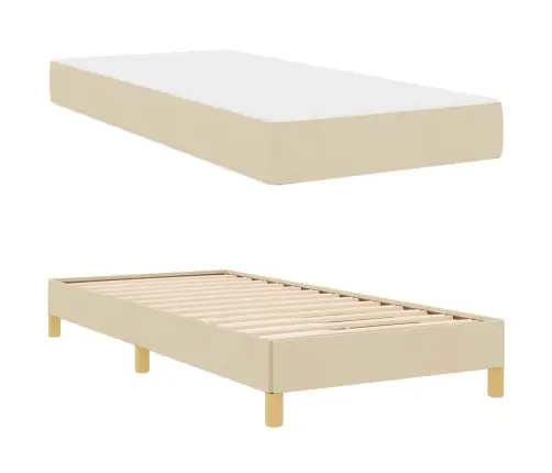 Kastītes Atsperu Gulta Krēmkrāsas Un Brūna 90 X 190 Cm Vidaxl