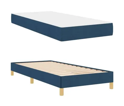 Kastītes Atsperu Gulta Zila Un Brūna 90 X 190 Cm Vidaxl