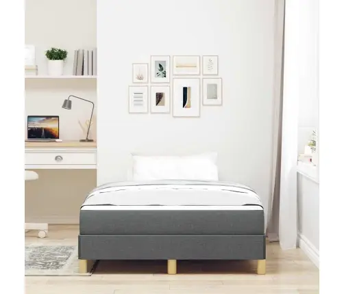 Kiemas Lova Su Čiužiniu Tamsiai Pilka 120 X 190 Cm Audinys