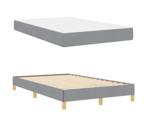 Kastītes Atsperu Gulta Gaiši Pelēks Un Brūns 120 X 200 Cm Vidaxl