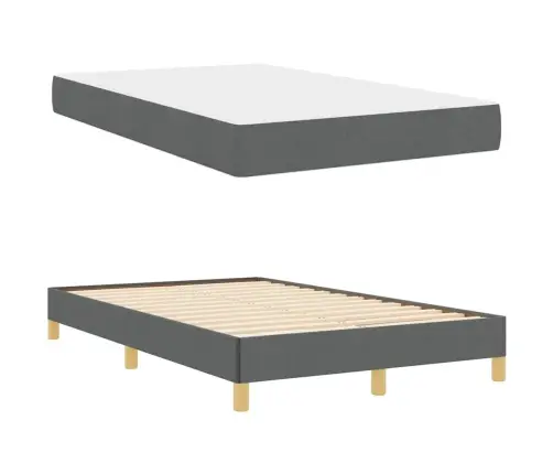 Kastītes Atsperu Gulta Tumši Pelēks Un Brūns 120 X 200 Cm Vidaxl