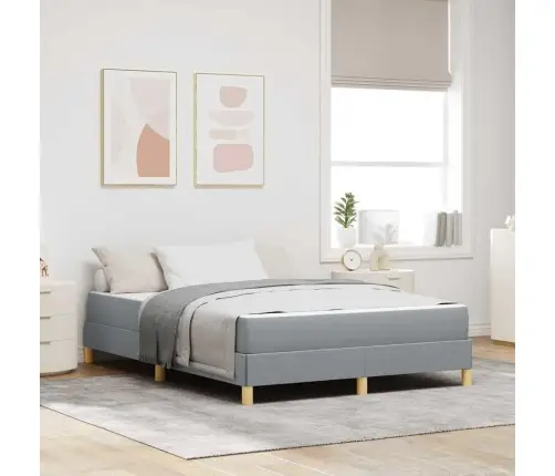 Kiemas Lova Su Čiužiniu Šviesiai Pilka 140 X 190 Cm Audinys