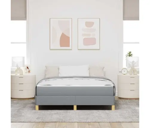 Kiemas Lova Su Čiužiniu Šviesiai Pilka 140 X 190 Cm Audinys