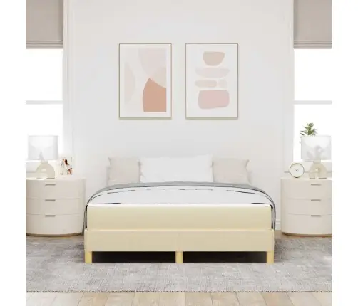 Kastītes Atsperu Gulta Krēmkrāsas Un Brūna 140 X 190 Cm Vidaxl