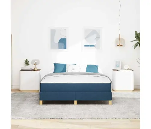 Kastītes Atsperu Gulta Zila Un Brūna 140 X 190 Cm Vidaxl