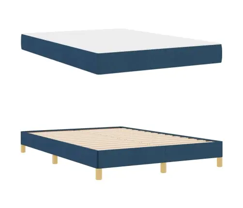 Kastītes Atsperu Gulta Zila Un Brūna 140 X 190 Cm Vidaxl