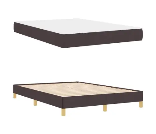 Kiemas Lova Su Čiužiniu Tamsiai Rudas 140 X 200 Cm Audinys