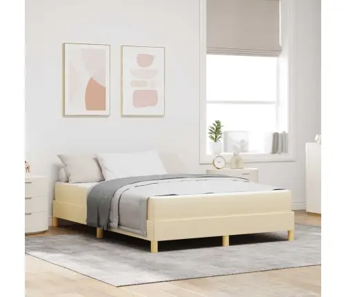 Kastītes Atsperu Gulta Krēmkrāsas Un Brūna 140 X 200 Cm Vidaxl