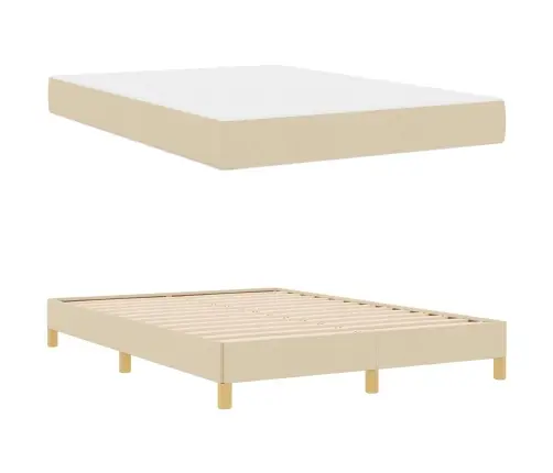 Kastītes Atsperu Gulta Krēmkrāsas Un Brūna 140 X 200 Cm Vidaxl