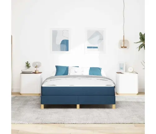 Kastītes Atsperu Gulta Zila Un Brūna 140 X 200 Cm Vidaxl