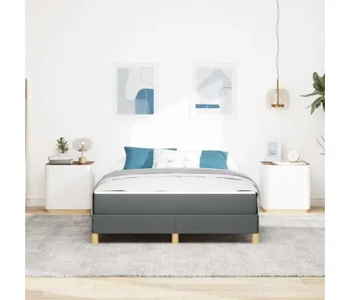 Kastītes Atsperu Gulta Tumši Pelēks Un Brūns 160 X 200 Cm Vidaxl