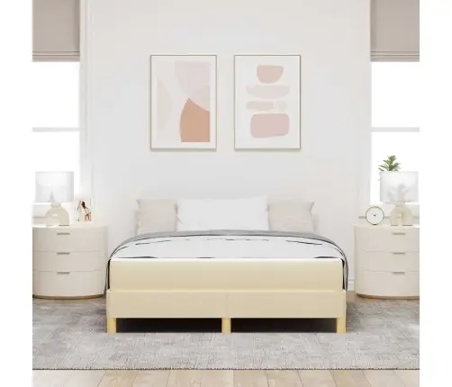 Kastītes Atsperu Gulta Krēmkrāsas Un Brūna 160 X 200 Cm Vidaxl