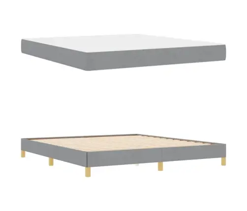 Kastītes Atsperu Gulta Gaiši Pelēks Un Brūns 180 X 200 Cm Vidaxl