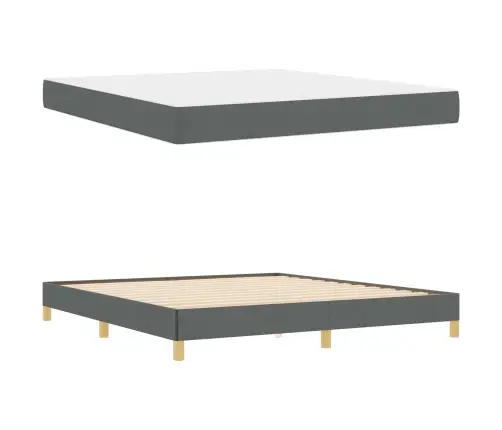 Kastītes Atsperu Gulta Tumši Pelēks Un Brūns 180 X 200 Cm Vidaxl