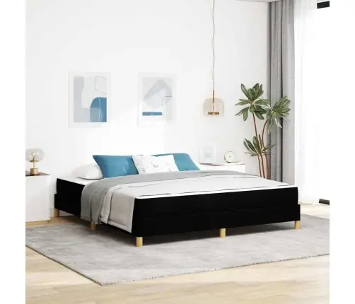 Kastītes Atsperu Gulta Melns Un Brūns 180 X 200 Cm Vidaxl