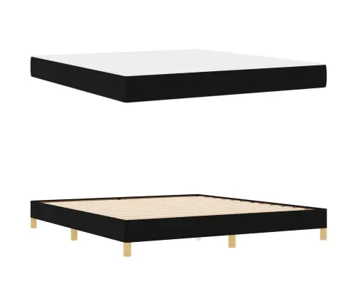 Kastītes Atsperu Gulta Melns Un Brūns 180 X 200 Cm Vidaxl