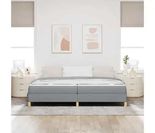 Kiemas Lova Su Čiužiniu Šviesiai Pilka 200 X 200 Cm Audinys