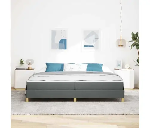 Kastītes Atsperu Gulta Tumši Pelēks Un Brūns 200 X 200 Cm Vidaxl