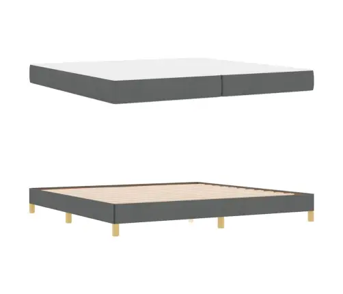 Kastītes Atsperu Gulta Tumši Pelēks Un Brūns 200 X 200 Cm Vidaxl