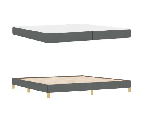 Kastītes Atsperu Gulta Tumši Pelēks Un Brūns 200 X 200 Cm Vidaxl