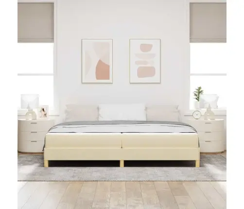 Kastītes Atsperu Gulta Krēmkrāsas Un Brūna 200 X 200 Cm Vidaxl