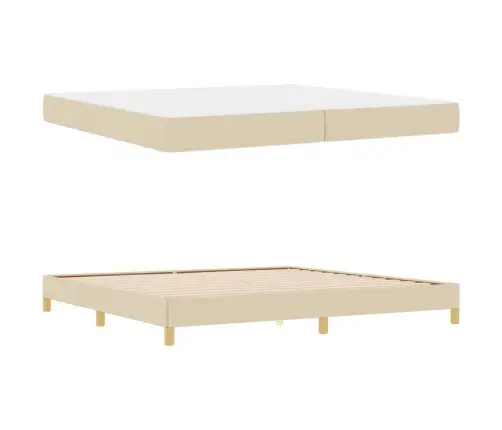 Kastītes Atsperu Gulta Krēmkrāsas Un Brūna 200 X 200 Cm Vidaxl