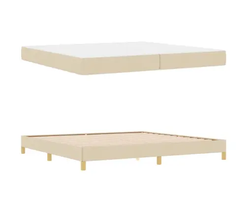 Kastītes Atsperu Gulta Krēmkrāsas Un Brūna 200 X 200 Cm Vidaxl