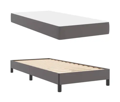 Gulta Ar Matraci Pelēka 80 X 200 Cm Mākslīgā Āda Vidaxl