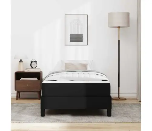 Gulta Ar Matraci Melna 90 X 190 Cm Mākslīgā Āda Vidaxl