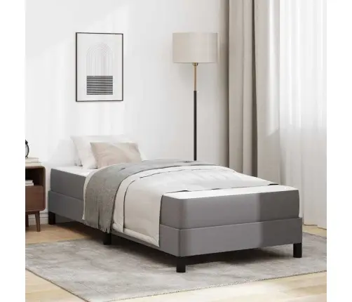 Gulta Ar Matraci Pelēka 90 X 190 Cm Mākslīgā Āda Vidaxl