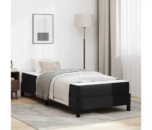 Gulta Ar Matraci Melna 90 X 200 Cm Mākslīgā Āda Vidaxl