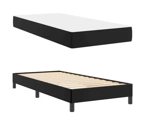 Gulta Ar Matraci Melna 90 X 200 Cm Mākslīgā Āda Vidaxl