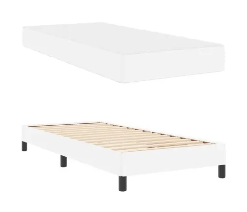 Gulta Ar Matraci Tīri Balts 90 X 200 Cm Mākslīgā Āda Vidaxl