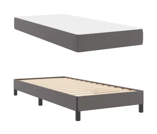 Gulta Ar Matraci Pelēka 90 X 200 Cm Mākslīgā Āda Vidaxl