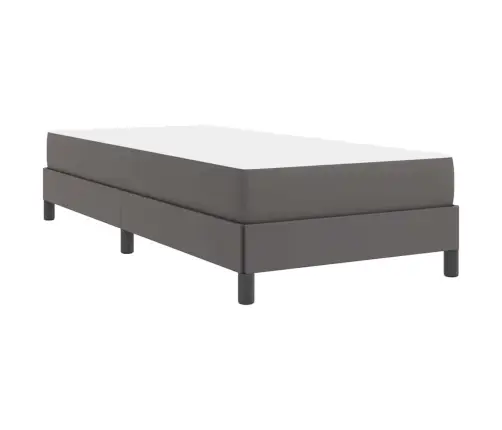 Gulta Ar Matraci Pelēka 90 X 200 Cm Mākslīgā Āda Vidaxl