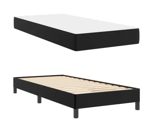 Gulta Ar Matraci Melna 100 X 200 Cm Mākslīgā Āda Vidaxl