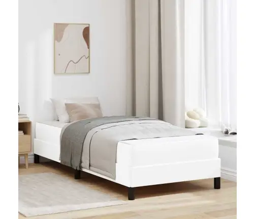 Gulta Ar Matraci Tīri Balts 100 X 200 Cm Mākslīgā Āda Vidaxl