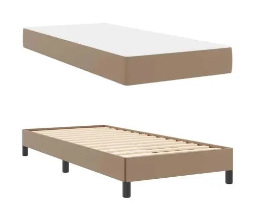 Gulta Ar Matraci Kapučīno 100 X 200 Cm Mākslīgā Āda Vidaxl