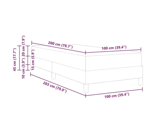 Gulta Ar Matraci Kapučīno 100 X 200 Cm Mākslīgā Āda Vidaxl