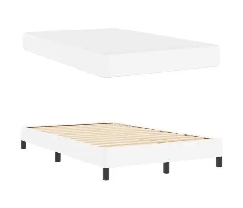 Gulta Ar Matraci Tīri Balts 120 X 190 Cm Mākslīgā Āda Vidaxl