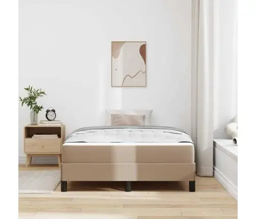 Gulta Ar Matraci Kapučīno 120 X 190 Cm Mākslīgā Āda Vidaxl