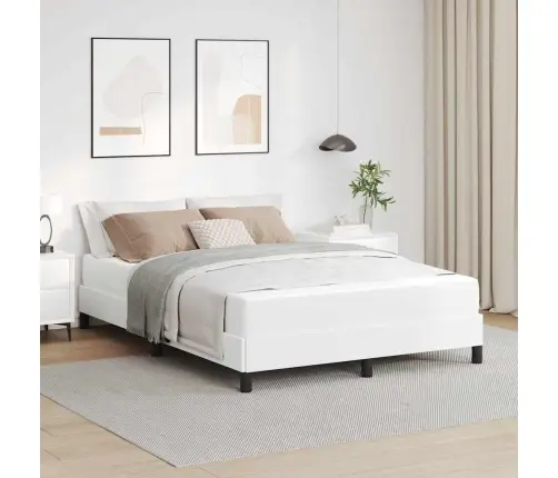 Voodi Raam Madratsiga Puhas Valge 140 X 190 Cm Kangas