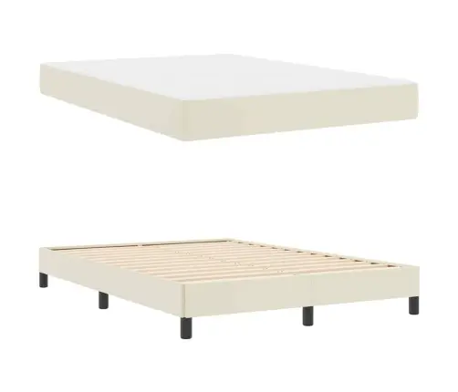 Lova Su Čiužiniu Kreminė 140 X 190 Cm Dirbtinė Oda