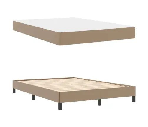 Gulta Ar Matraci Kapučīno 140 X 190 Cm Mākslīgā Āda Vidaxl