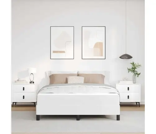 Voodi Raam Madratsiga Puhas Valge 140 X 200 Cm Kangas