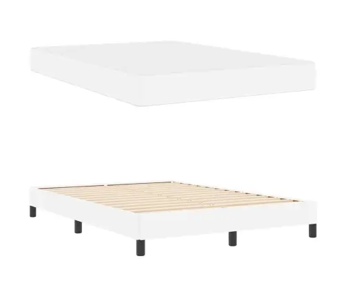 Voodi Raam Madratsiga Puhas Valge 140 X 200 Cm Kangas